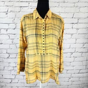 Anthropologie Pilcro and the Letterpress Yellow Plaid Tunic Womens M Gauze